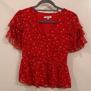 Madewell Red Short Sleeve Blouse